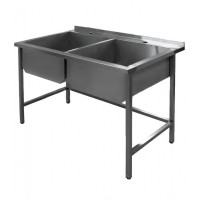 Welded stainless steel double sink (1300x600mm)