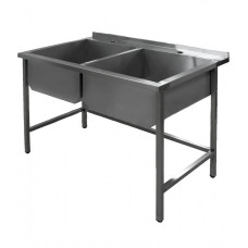 Welded stainless steel double sink (1200x700mm)