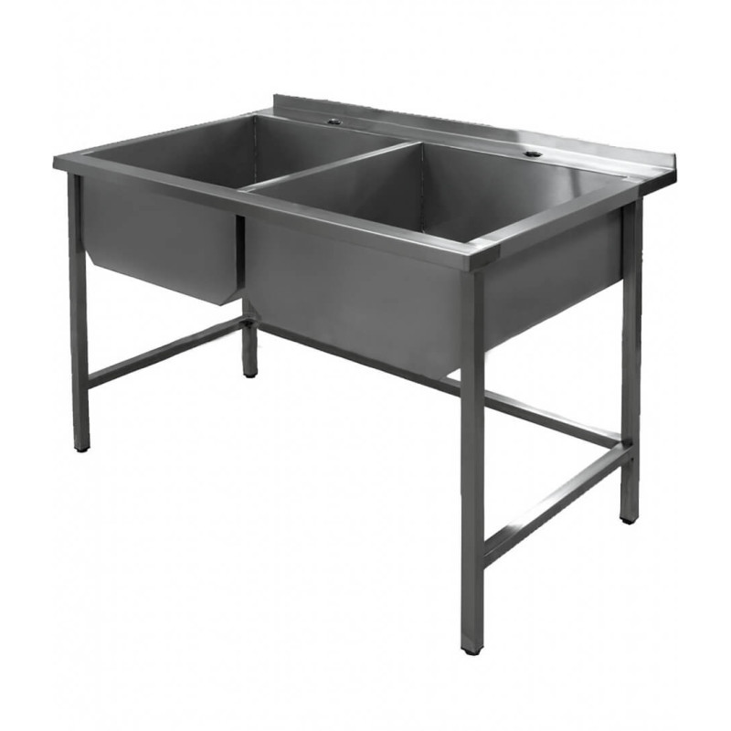 Welded stainless steel double sink (1200x700mm)