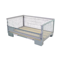 Pallet container with grid edges, Fixed, Half size