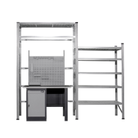 Shelving set GUMI Set ML1, two sections with work table, 2785x2500 mm