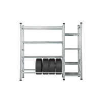 Metal rack set 2400x1972x500 mm, 2 sections, 7 shelves, 1 shelf for tires