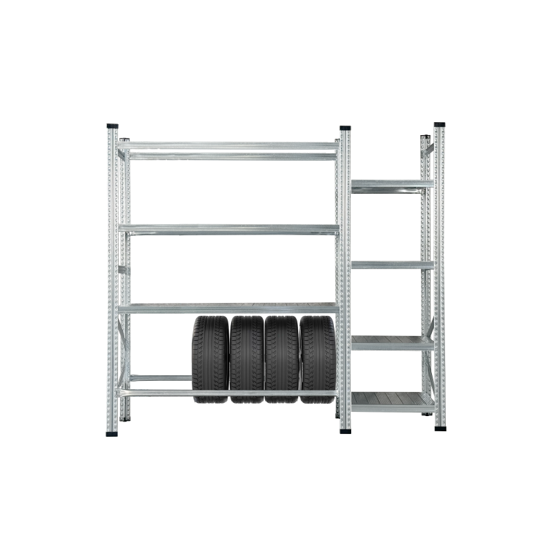 Metal rack set 2400x1972x500 mm, 2 sections, 7 shelves, 1 shelf for tires