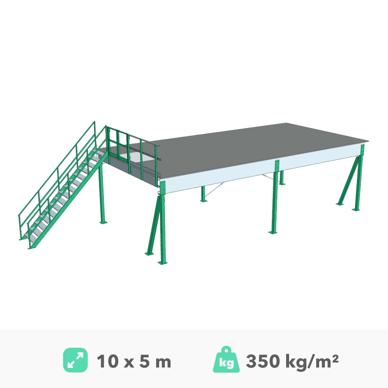 Mezzanine platform 10x5m, 350kg/m²