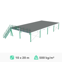 Mezzanine platform 20x10m, 500kg/m²