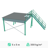 Mezzanine platform 5x5m, 350kg/m²