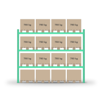 Pallet rack 3000x3600mm / 16 pallets / 0+3 shelves