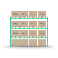 Pallet rack 3500x3600mm / 16 pallets / 0+3 shelves