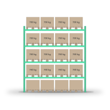 Pallet rack 4500x3600mm / 20 pallets / 0+4 shelves