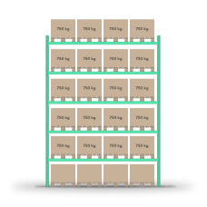 Pallet rack 5000x3600mm / 24 pallets / 0+5 shelves