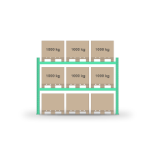 Pallet rack 2000x2700mm / 9 pallets / 0+2 shelves